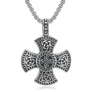 Stainless Steel Celtic Trinity Knot Cross Unisex Pendant Necklace